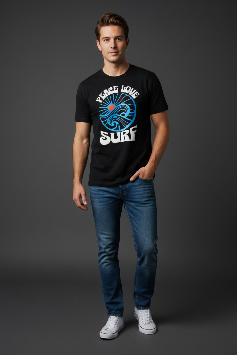 Peace Love Surf Tee - Male Model
