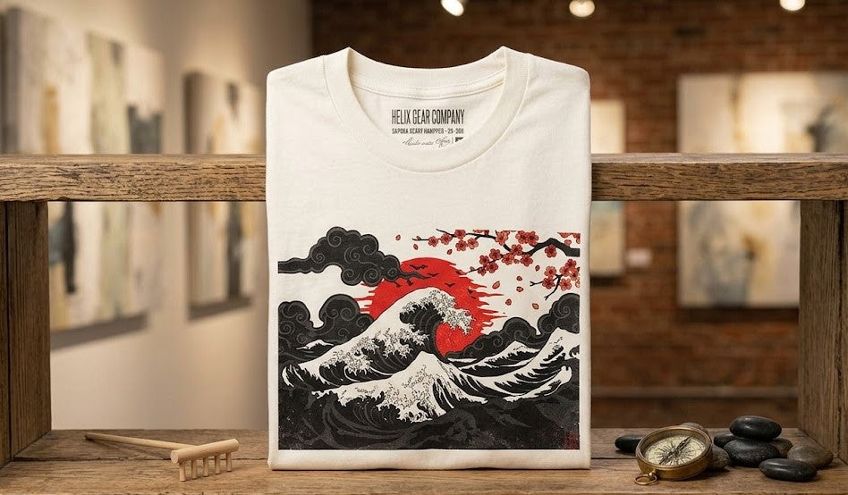 Kanagawa Cherry Blossom Wave T-Shirt