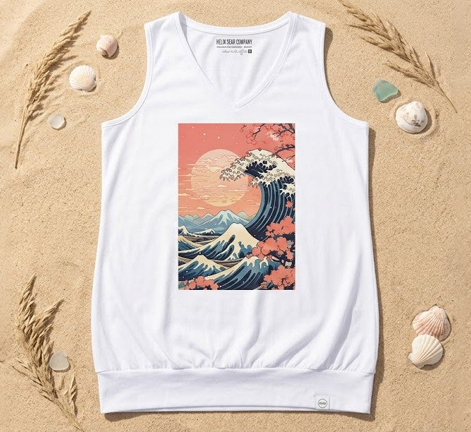 Ladies Kanagawa Pink Sunset loose tank top
